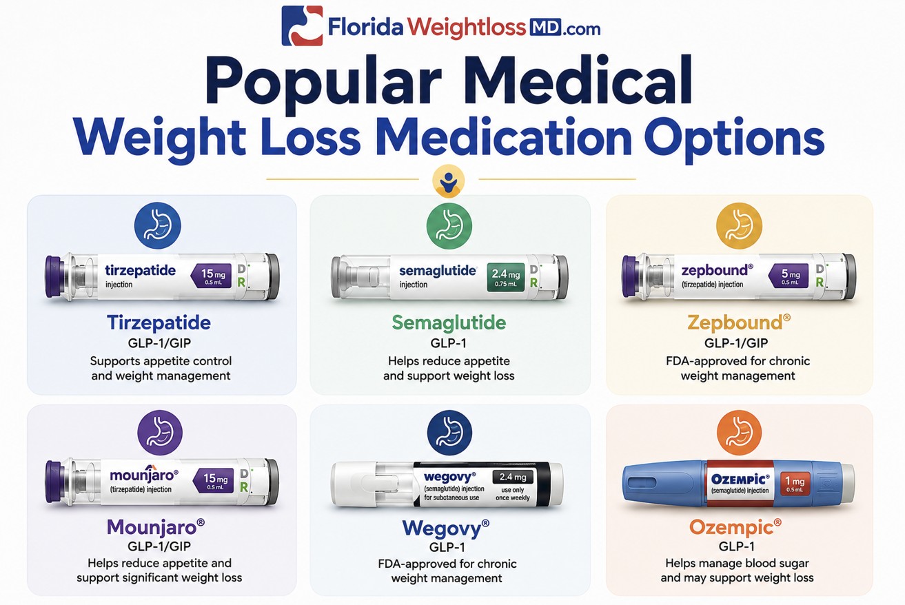 Popular medical weight loss medication options at Florida Surgery And Weight Loss Center